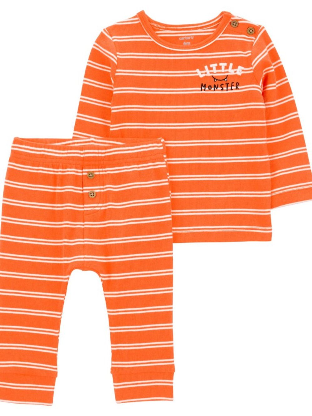 Carter's Unisex 2 Pc Little Monster Orange White Stripe Halloween Outfit NWT
